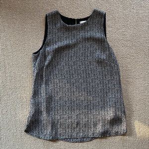 Loft black printed sleeveless blouse S